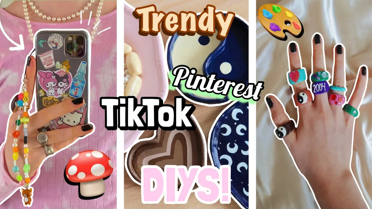 TRENDY TIKTOK/PINTEREST DIYS! (Cover, phone charms, clay tray og clay rings!) - Emmes krea-verden
