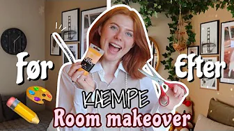 KÆMPE ROOM MAKEOVER! Diy skum spejl, blad væg og m.m - Emmes
