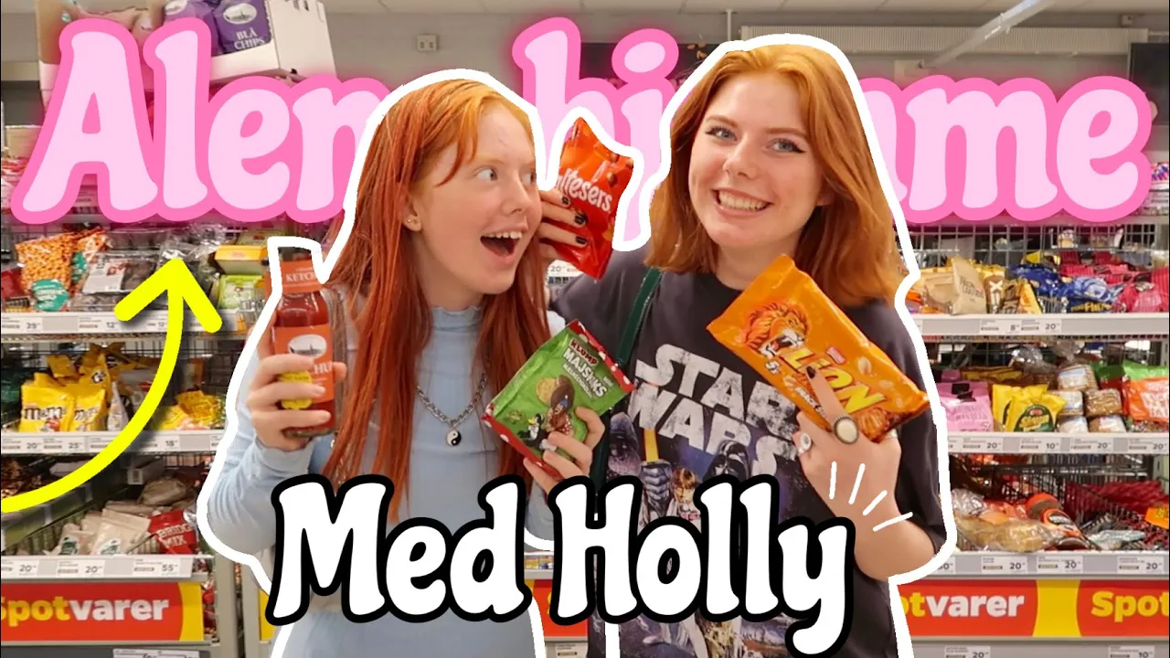 ALENE HJEMME MED HOLLY! *VLOG* Køber snacks, skater, party, film - Emmes