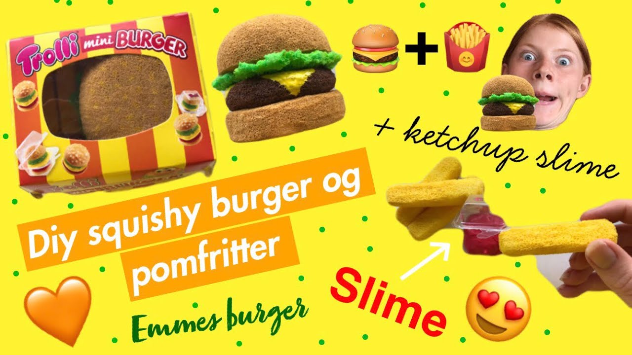 😃DIY BURGER OG POMFRITTER SQUISHIES + ketchup slim😃