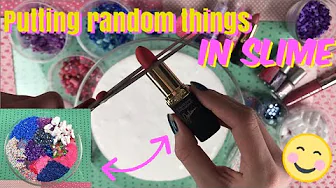 Putting random things in slime!!