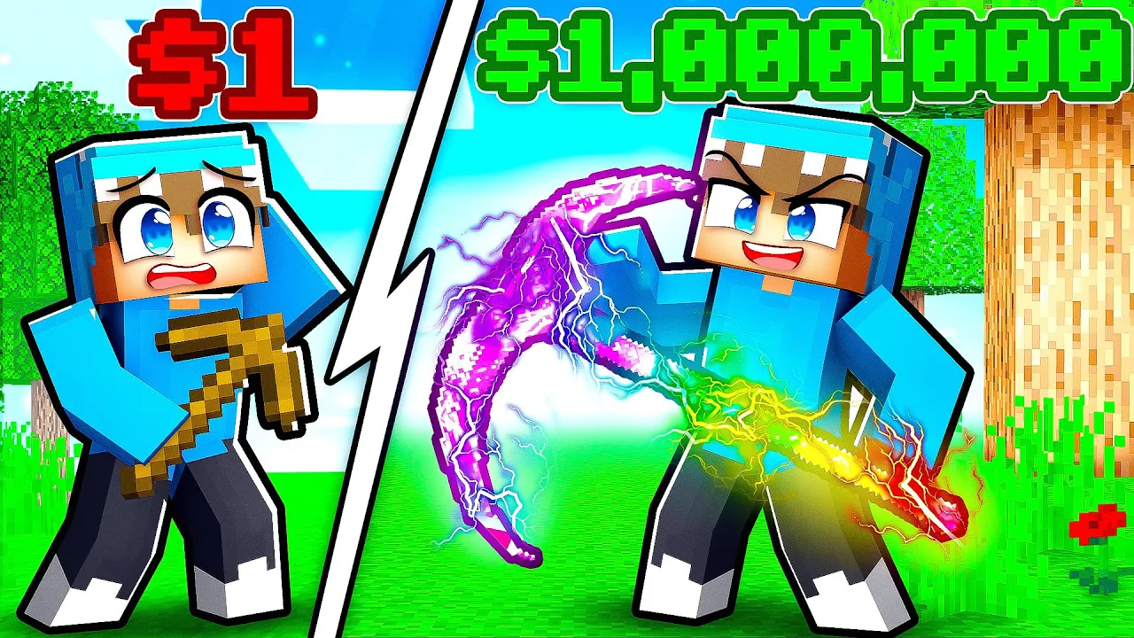 1$ vs 1.000.000$ PICKAXE i Minecraft!