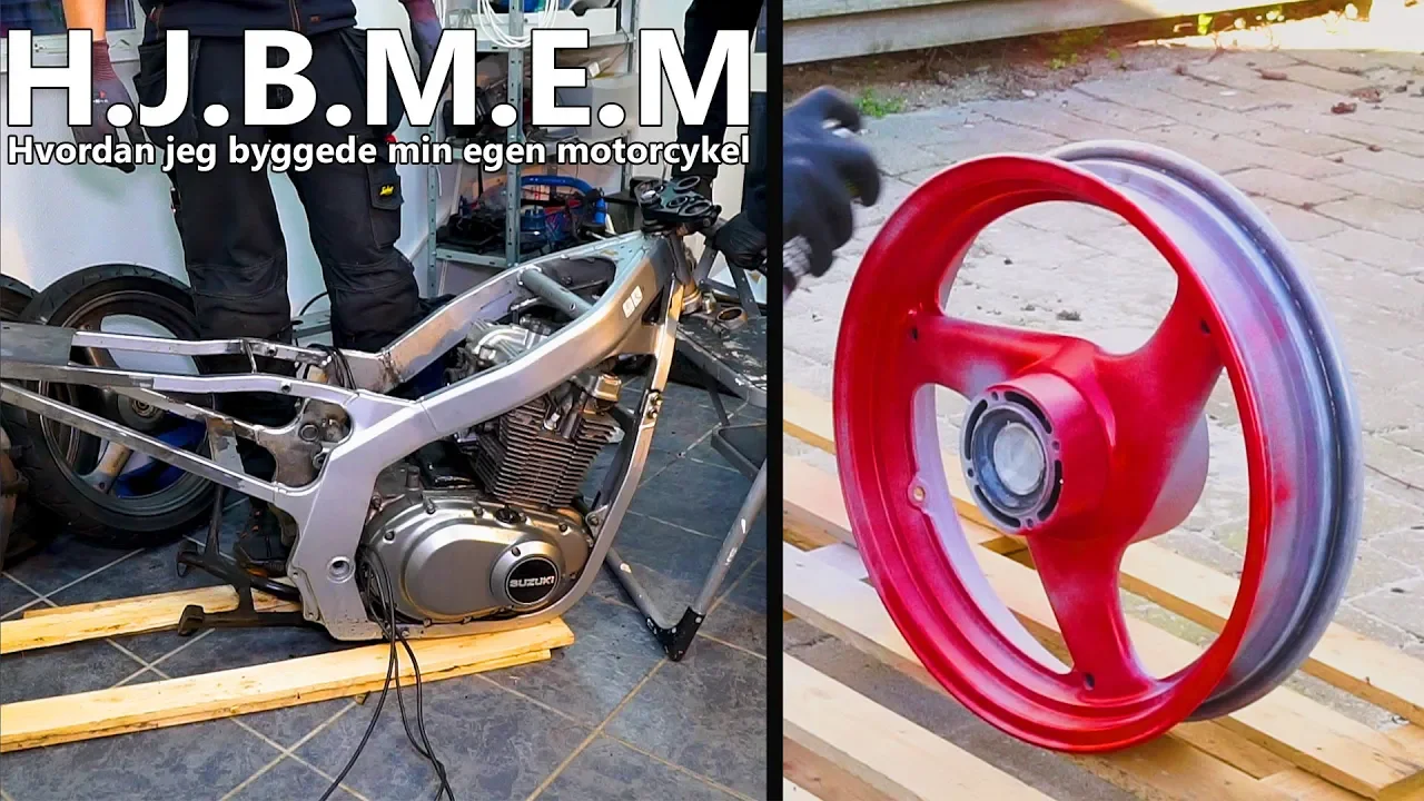 Hvordan jeg byggede min egen motorcykel DEL 4 - Cyklen splittes ad og fælge Lakeres !