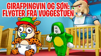 Girafpingvin og søn flygter fra vuggestuen i Daycare Obby!