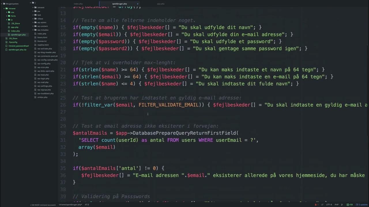 Opret brugeren i vores database | Byg et brugersystem i PHP (serie)