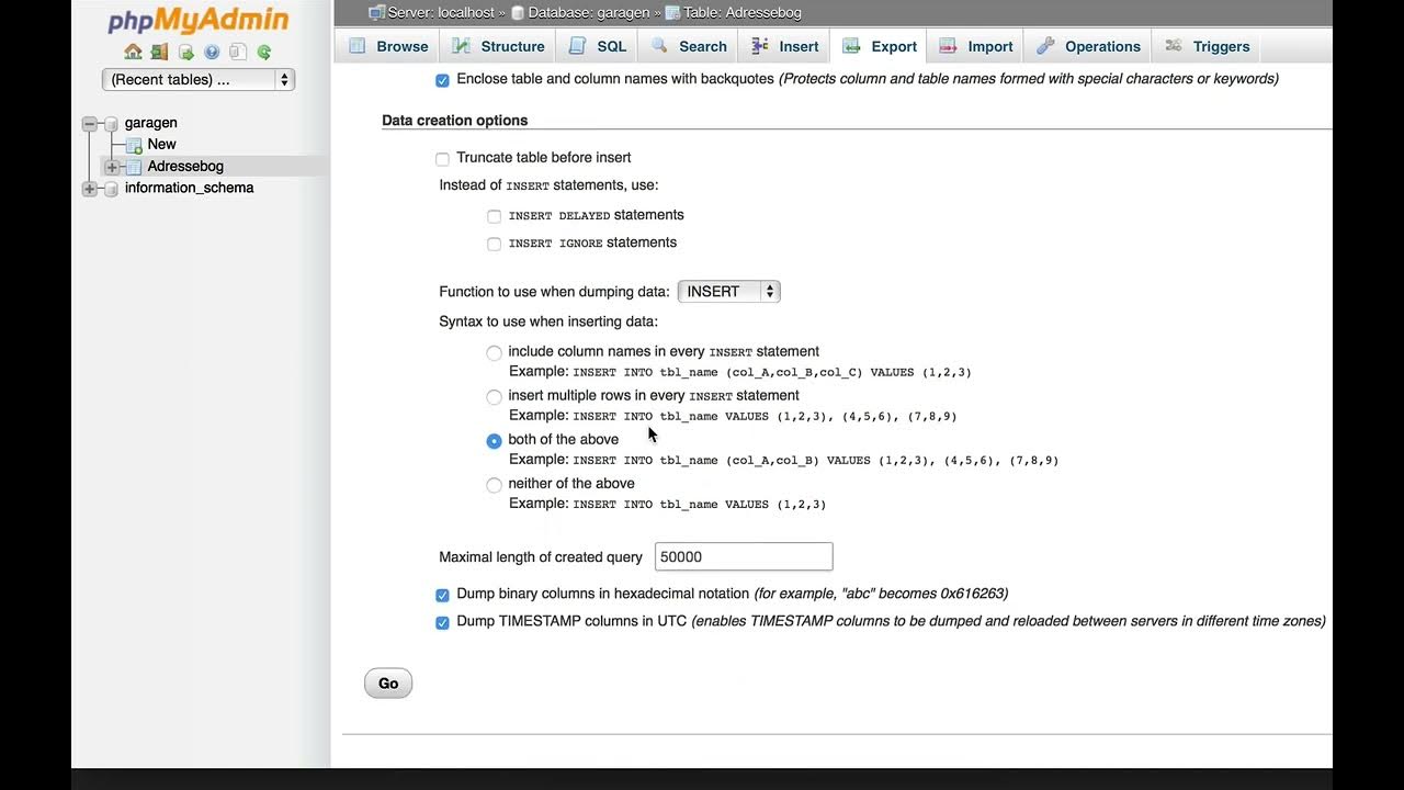 Backup og Restore af database | PHP og databaser