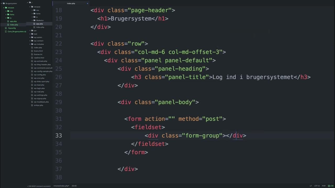 HTML: Byg login-formular i HTML med Bootstrap framework | Byg et brugersystem i PHP (serie)