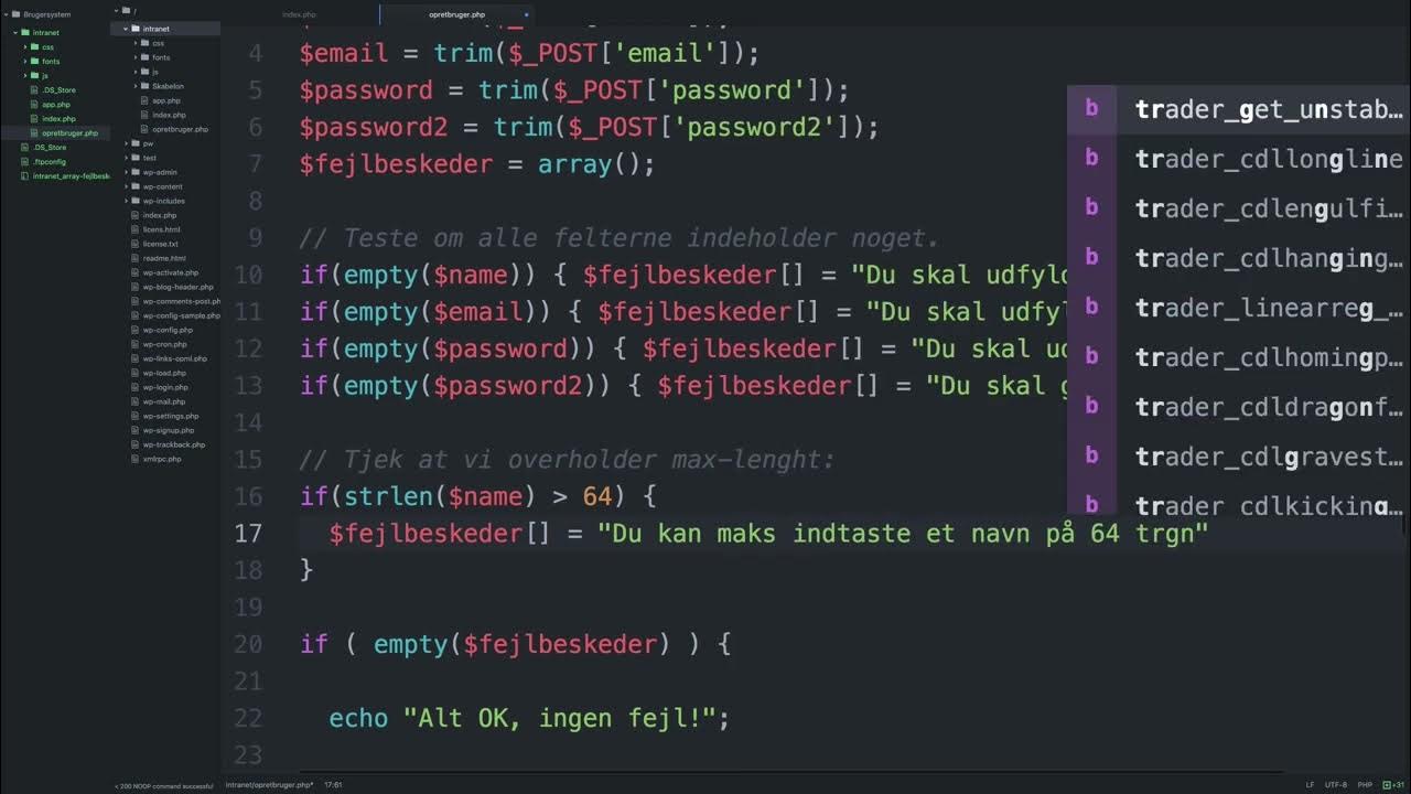 Validering af data fra vores formular | Byg et brugersystem i PHP (serie)