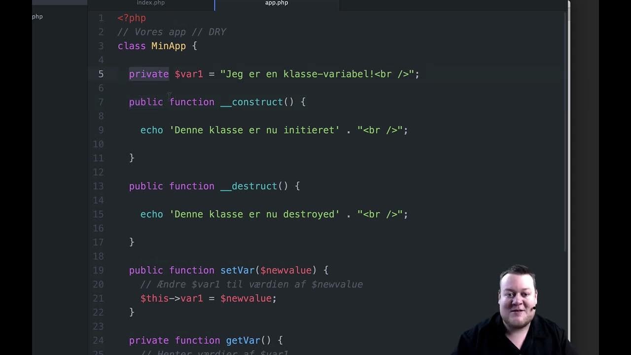 Public og Private metoder/funktioner og attributter/variabler | Videre med PHP-programmering (OOP)