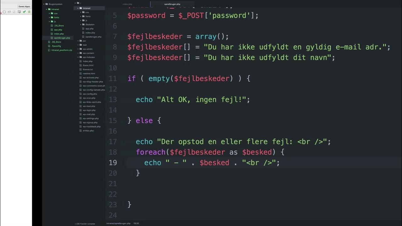 Opbygning af fejlhåndterings-system med et array i PHP | Byg et brugersystem i PHP (serie)