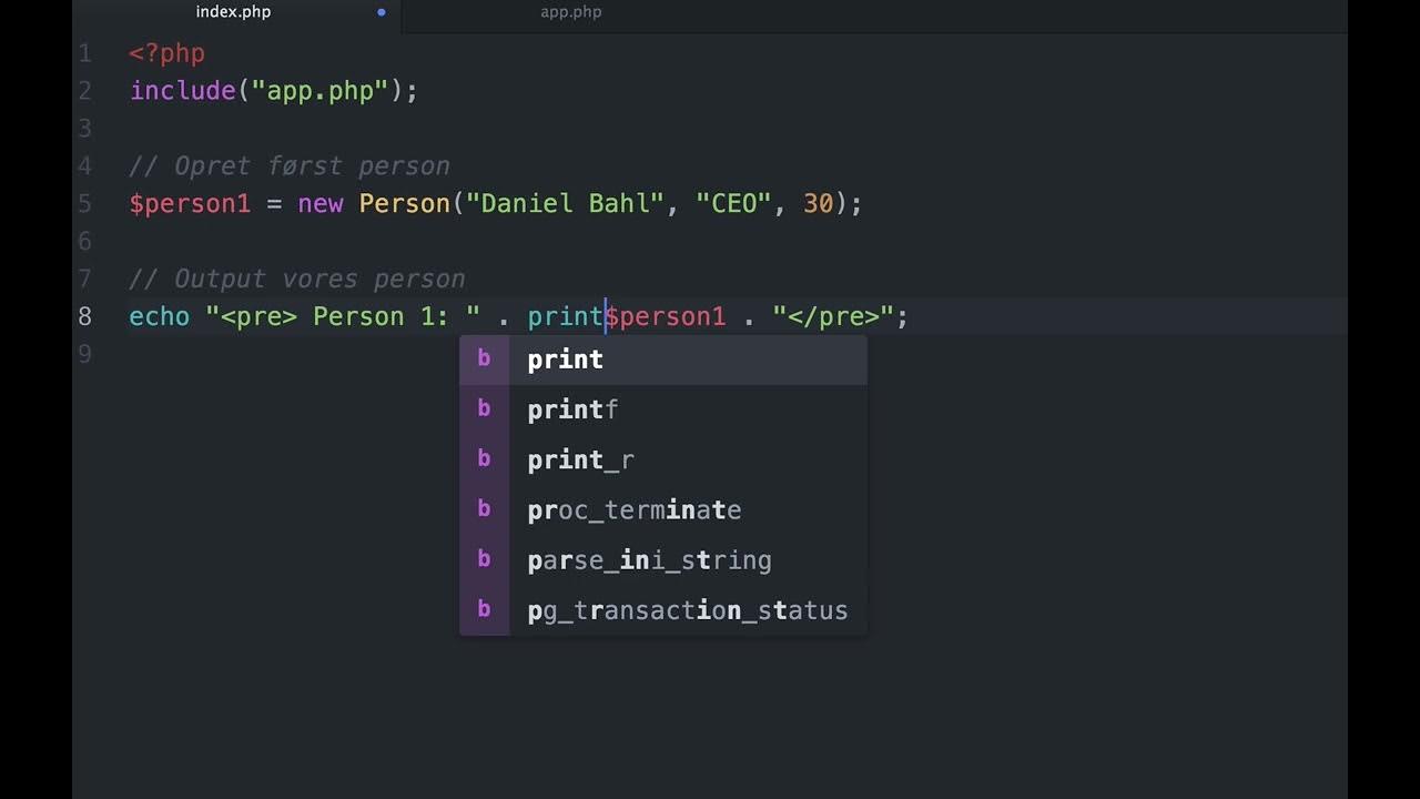 Opsummering med første lille OOP-app | Videre med PHP-programmering (OOP)