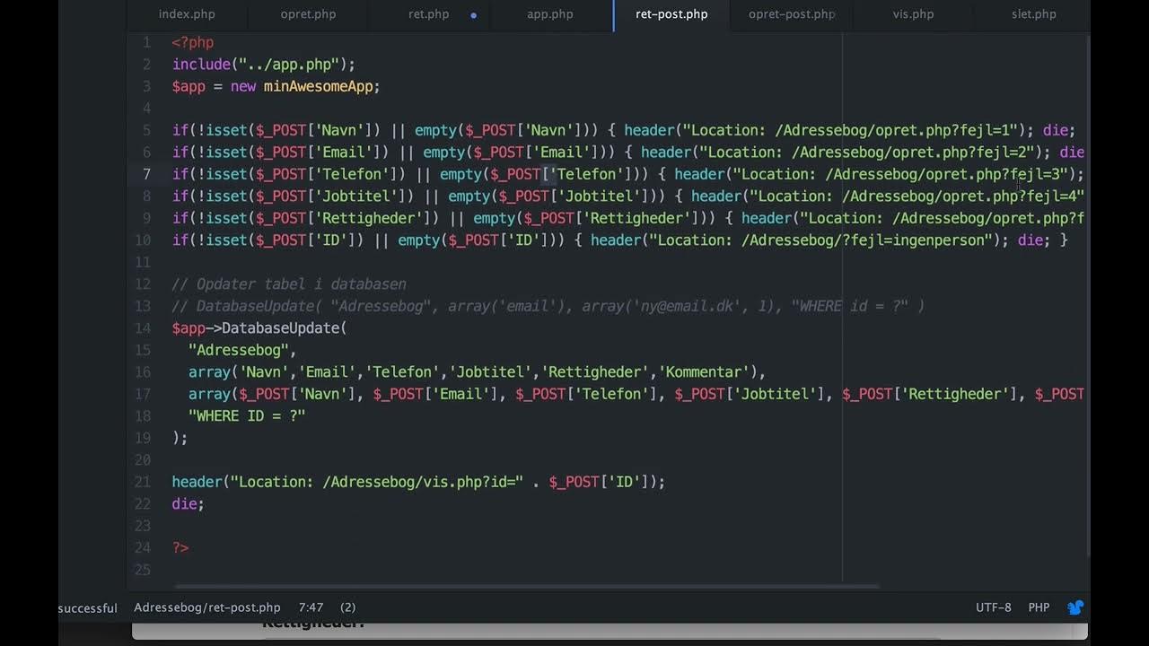 Små rettelser og nl2br | PHP og databaser
