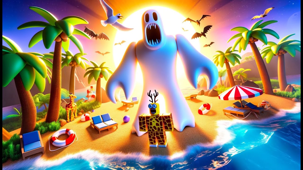 Ferie på en Ø MED SPØGELSER!!! 👻 - 🦒🐧 Spiller The Island - Roblox Dansk