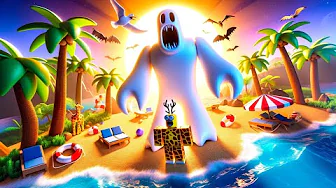 Ferie på en Ø MED SPØGELSER!!! 👻 - 🦒🐧 Spiller The Island - Roblox Dansk