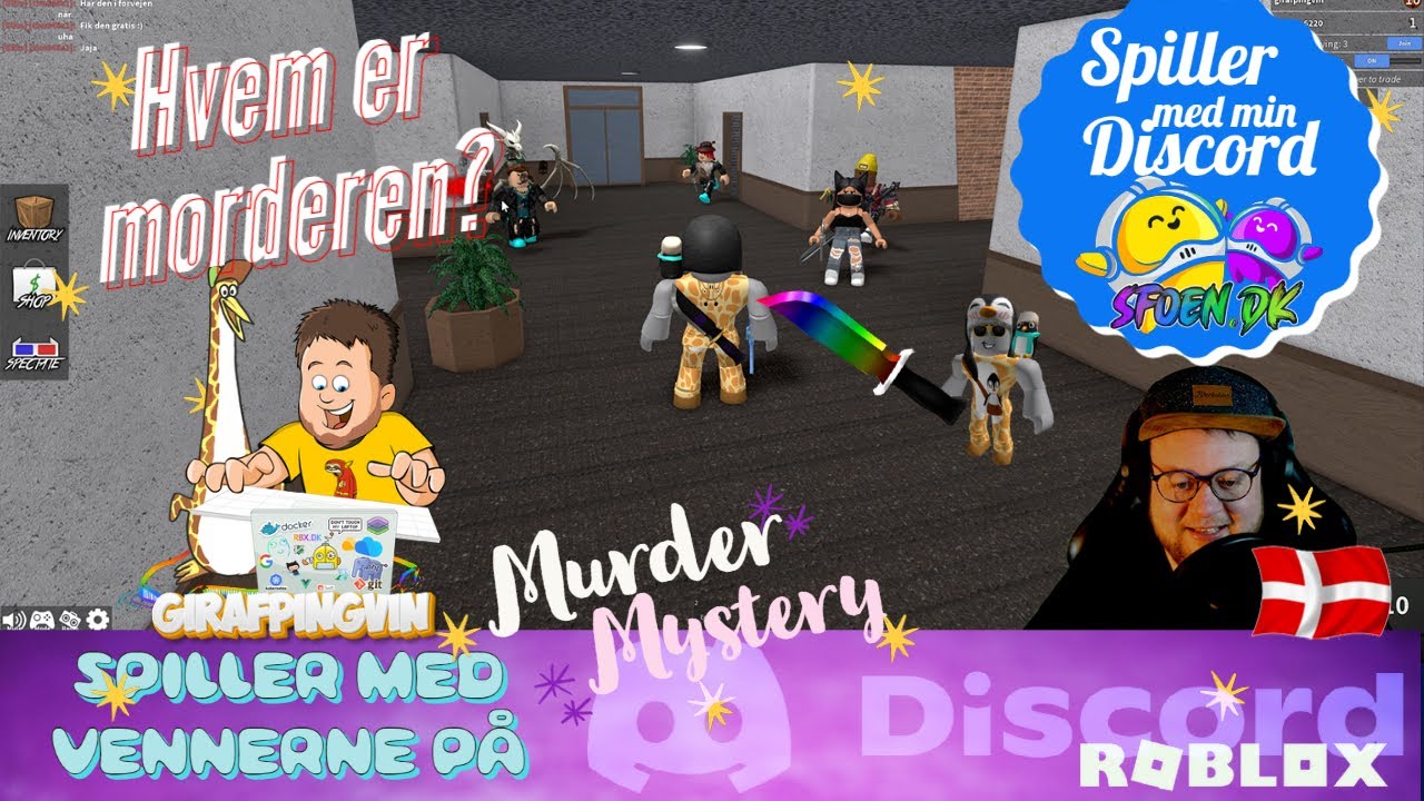 Spiller med Discord: Murder Mystery 2 Event-aften 🦒🐧 Roblox Dansk
