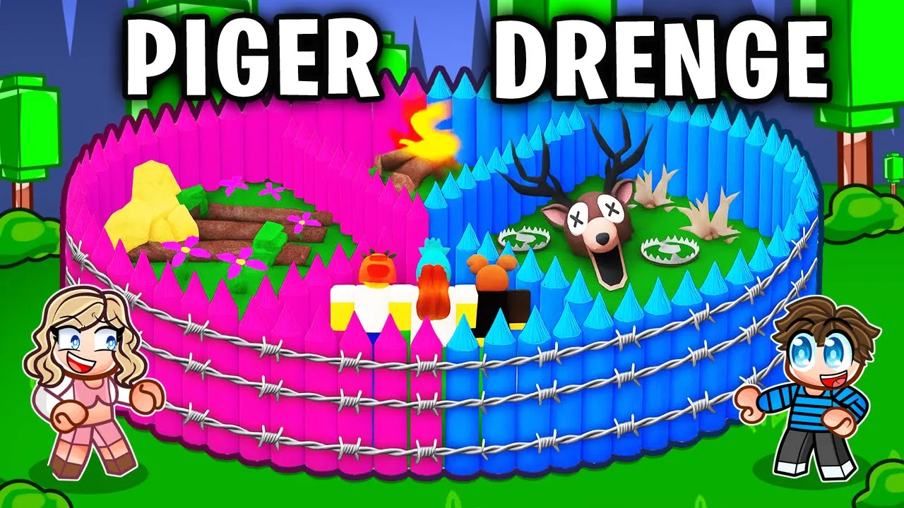 PIGE VS DRENGE Base I 99 Nights In The Forest!