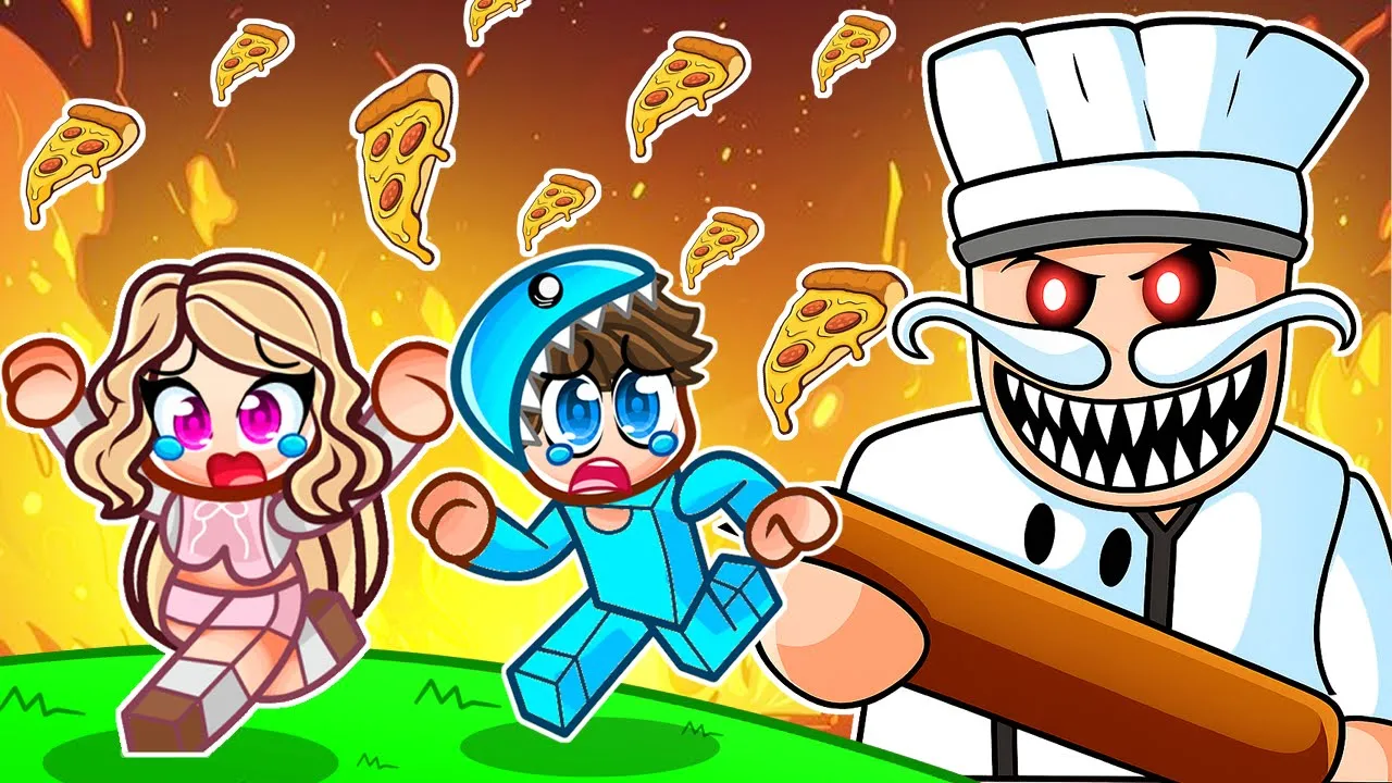 Jeg Flygter Fra En Ond Pizzamand I Roblox