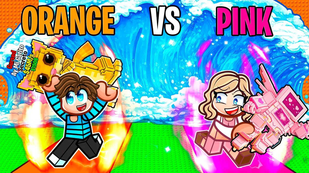 Orange VS Pink Brainrots I Escape The Tsunami!