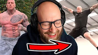 ENORM bodybuilder prøver gymnastik