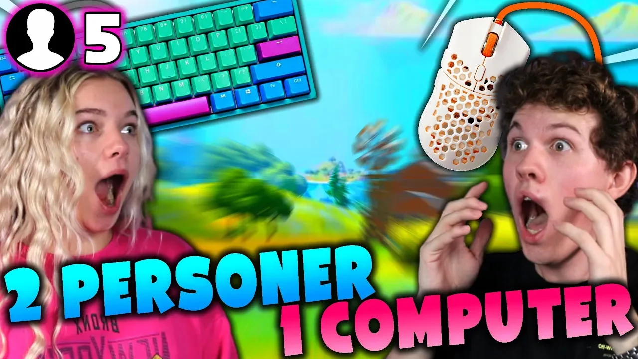 2 PERSONER 1 COMPUTER MED MIN KÆRESTE!! (SVÆR FORTNITE CHALLENGE!!)