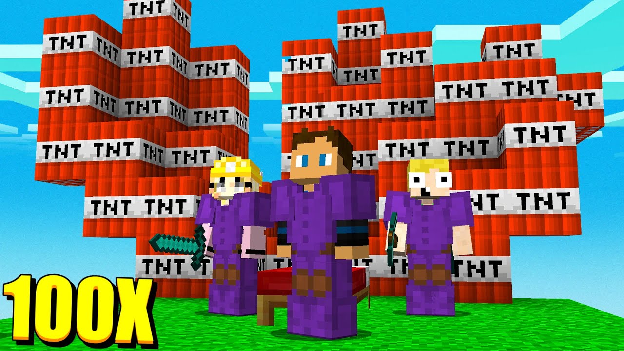 VI SKAFFER 100 TNT I BEDWARS!! - (Med TrierGaming & Natasja)