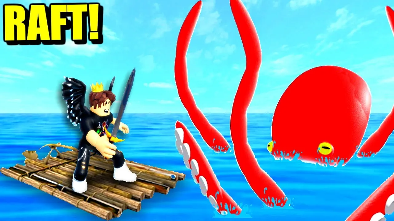 KÆMPE Blæksprutte Angriber Min Raft I Roblox!
