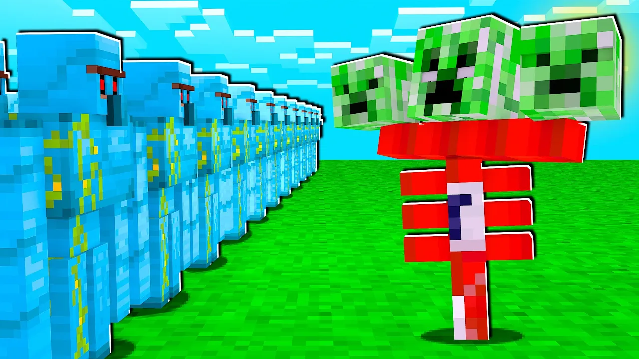 1 Creeper-Wither Boss VS. 20 Diamond Golems i Minecraft!!