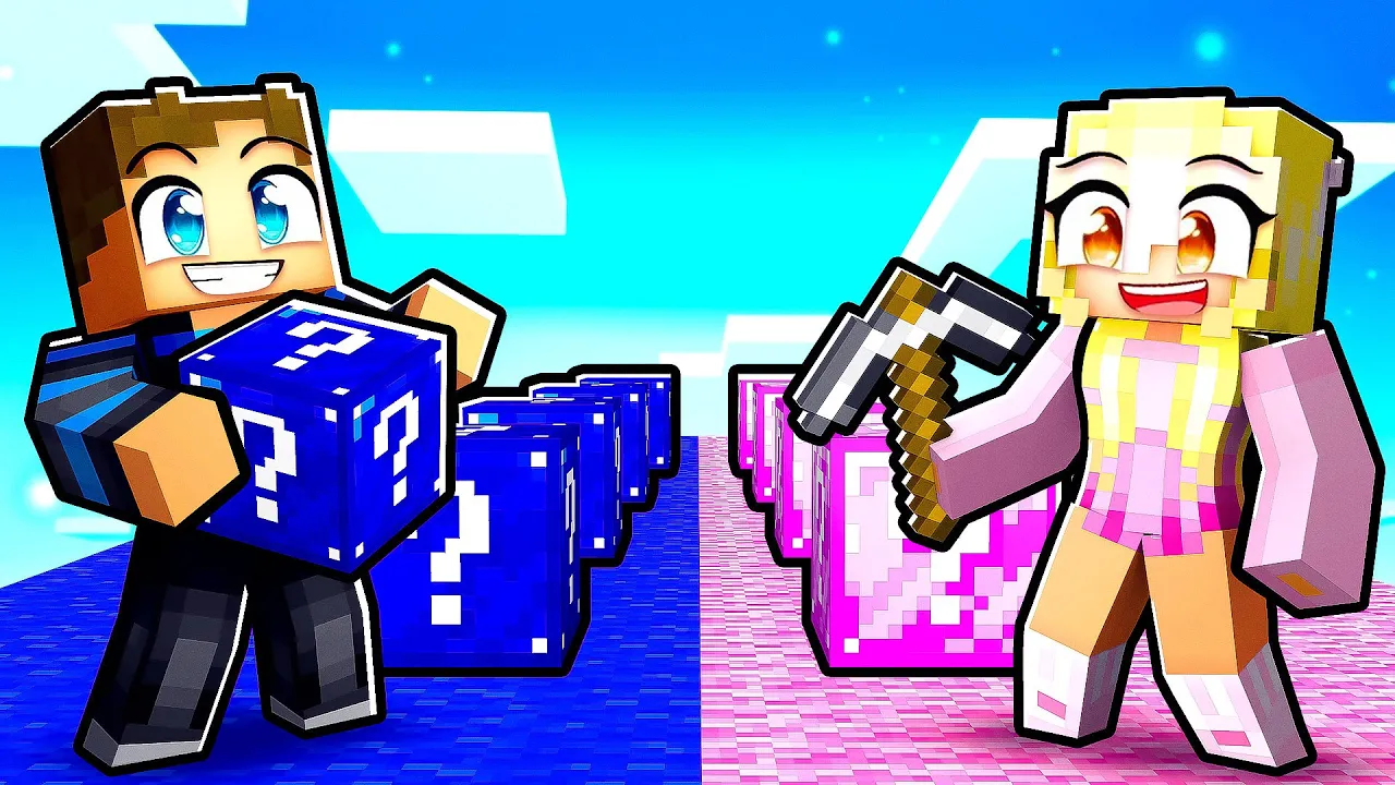 LUCKY BLOCK RACE Imod Min Kæreste i Minecraft!