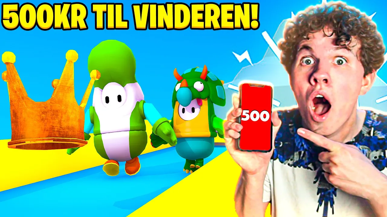 DEN FØRSTE SOM VINDER I FALL GUYS FÅR 500KR!! - Dansk Fall Guys m. Min Kæreste & Phoxy