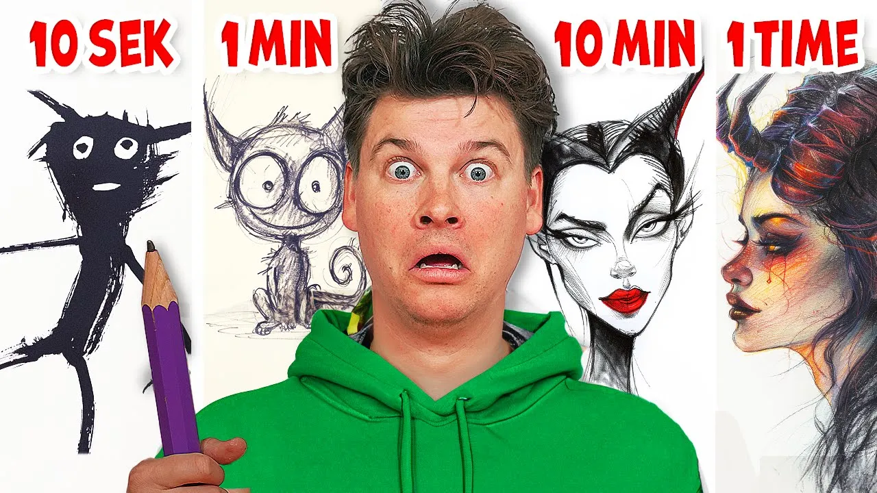 10 sekunder vs. 1 minut vs. 10 minutter vs. 1 time TEGNE CHALLENGE!