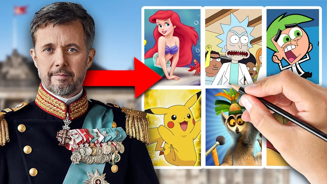 TEGNER KONG FREDERIK som tegneserie-figurer!