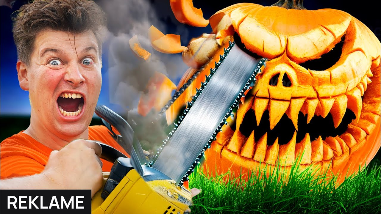 Skærer græskar med MOTORSAV!