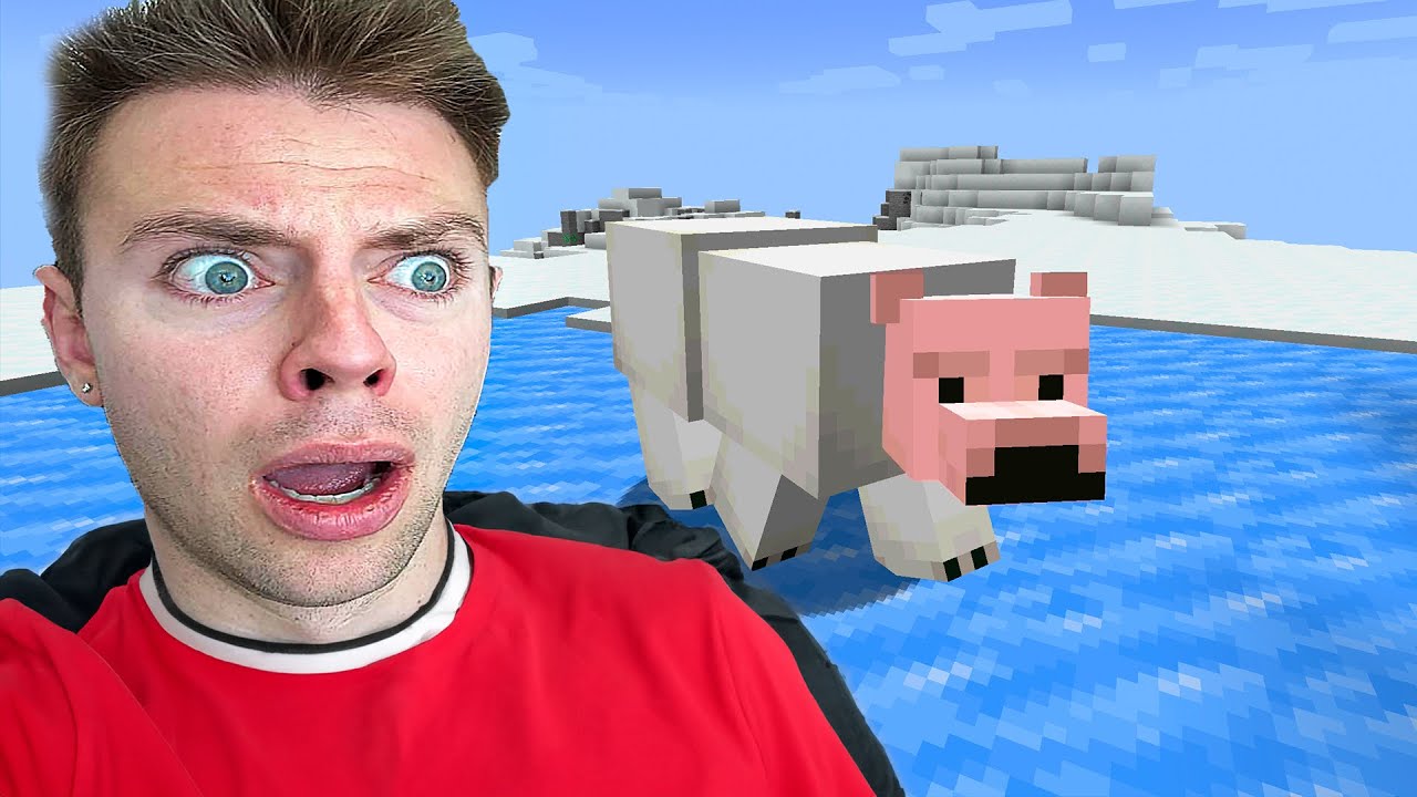 Bliver jagtet af en isbjørn i Minecraft