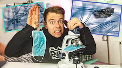 Undersøger brugt mundbind med Mikroskop!