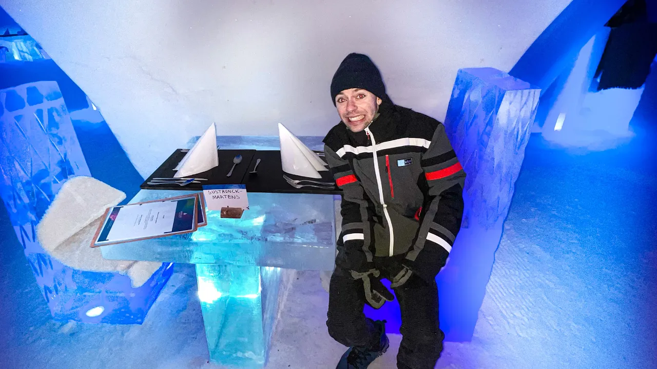 Spiser på Verdens Koldeste restaurant (Lavet af is)