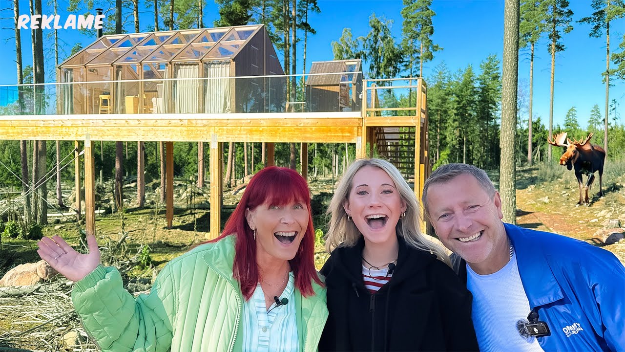 Overnatter i Glashus! Mellem vilde dyr i Småland