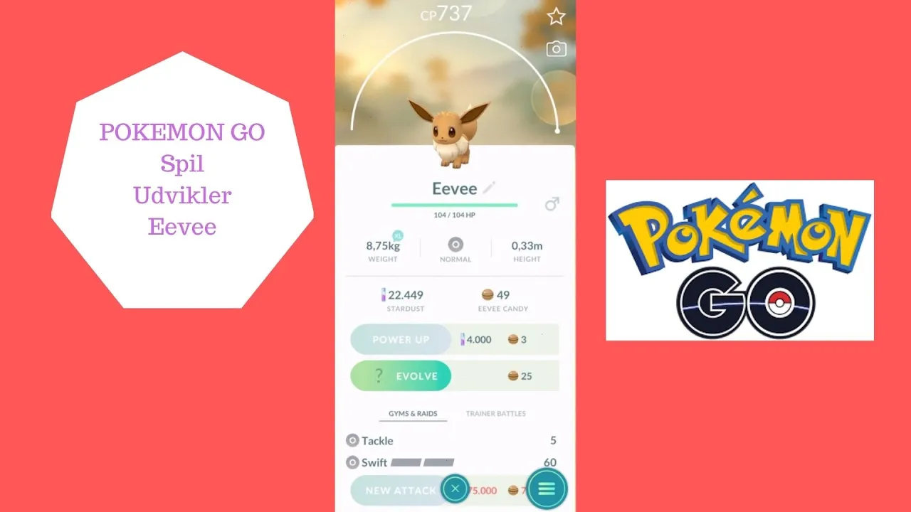 POKEMON GO - UDVIKLER EEVEE TIL FLAREEON OG JOLTEON