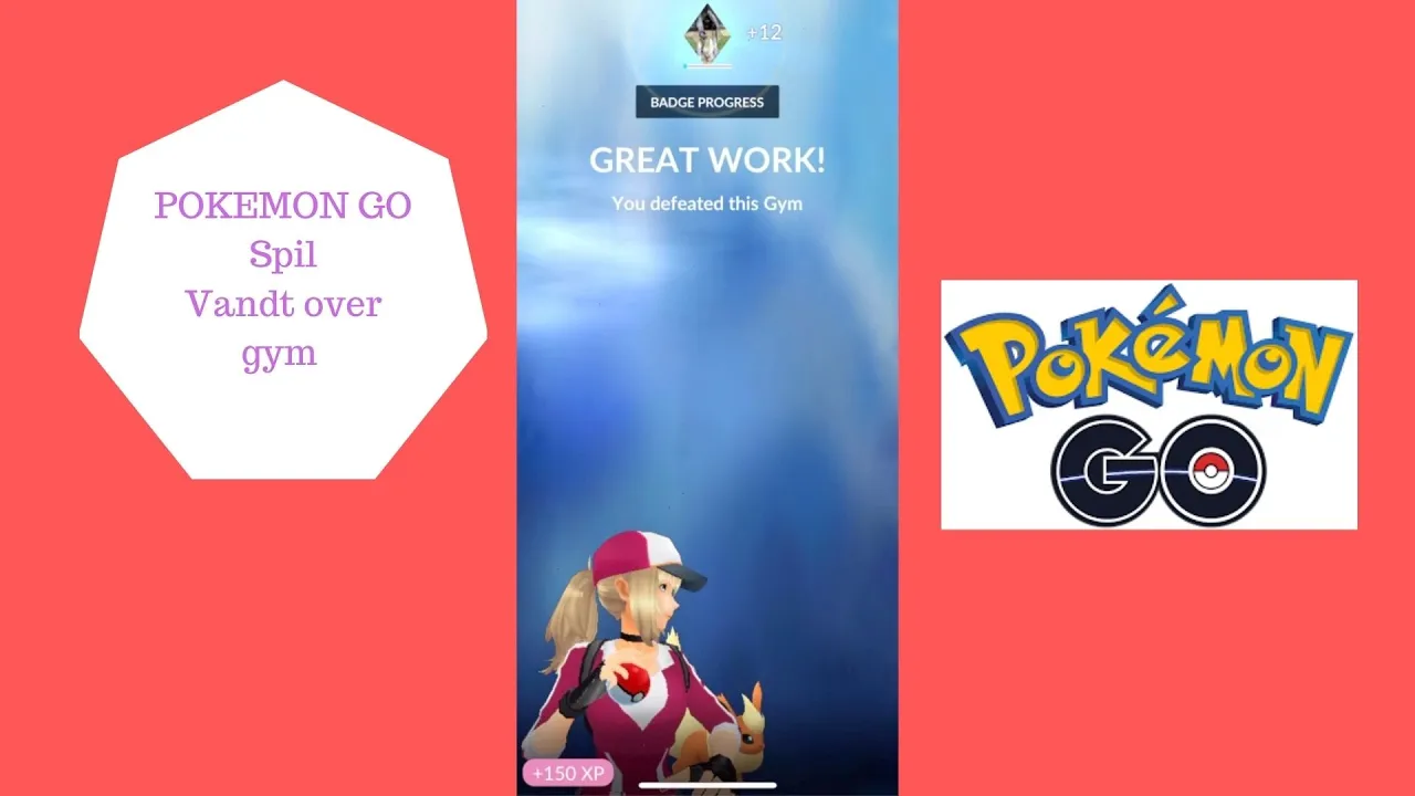 POKEMON GO - VANDT OVER ET GYM MED FLAREON OG SÆTTER LUNATONE IND