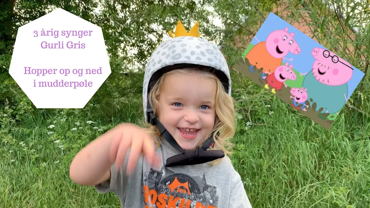 3 ÅRIG SYNGER GURLI GRIS - HOPPER OP OG NED I MUDDERPØLE
