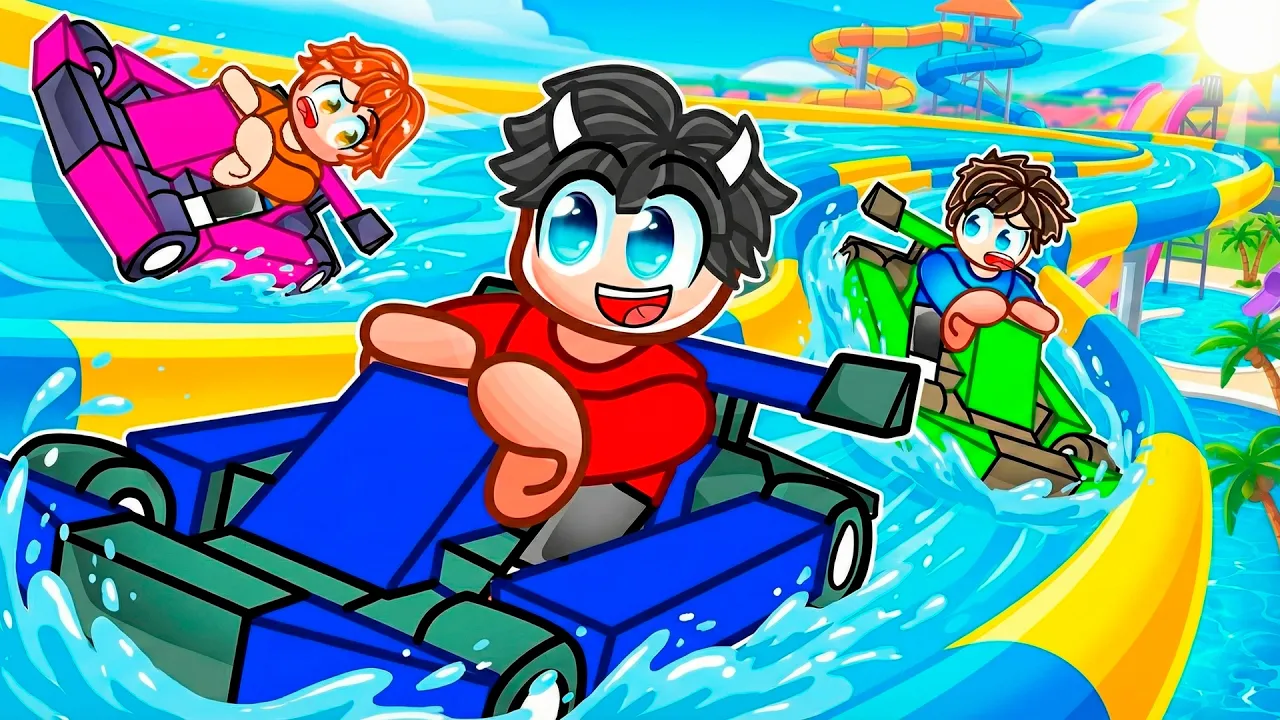 Vi Kører Biler Ned Af En Kæmpe RUTSJEBANE I Roblox Cart Slide Chaos!