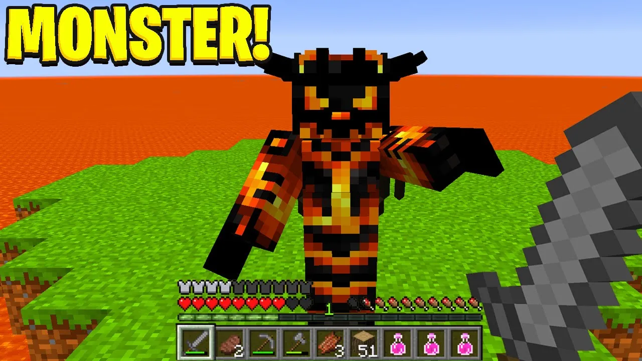 Dræber MONSTRE Mens Lavaen Stiger I Minecraft!
