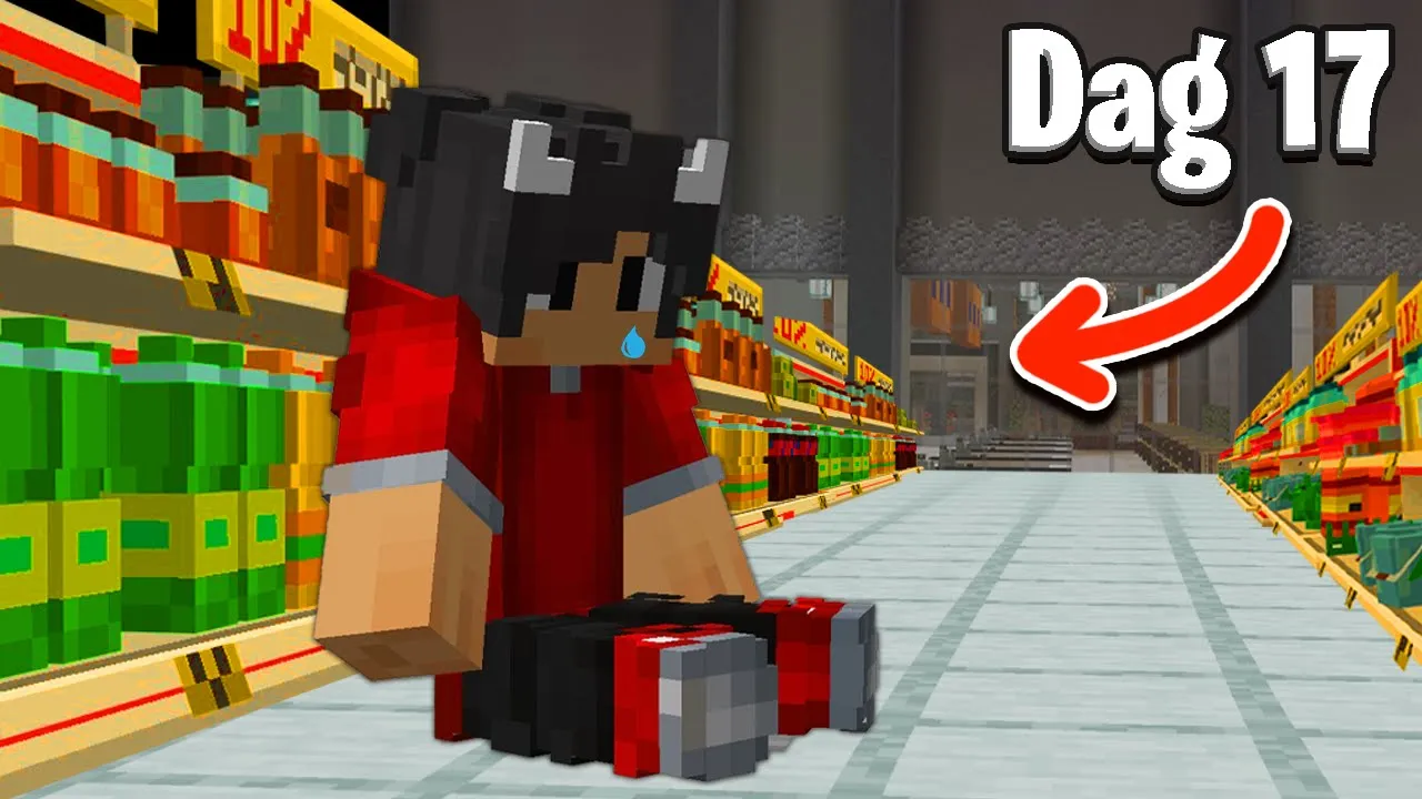 Hver Dag Jeg Overlever I Et Supermarked, Får Jeg $10.000 I Minecraft!