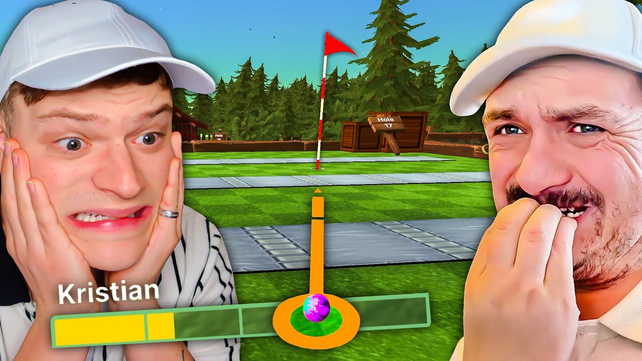 Cap og jeg spiller minigolf