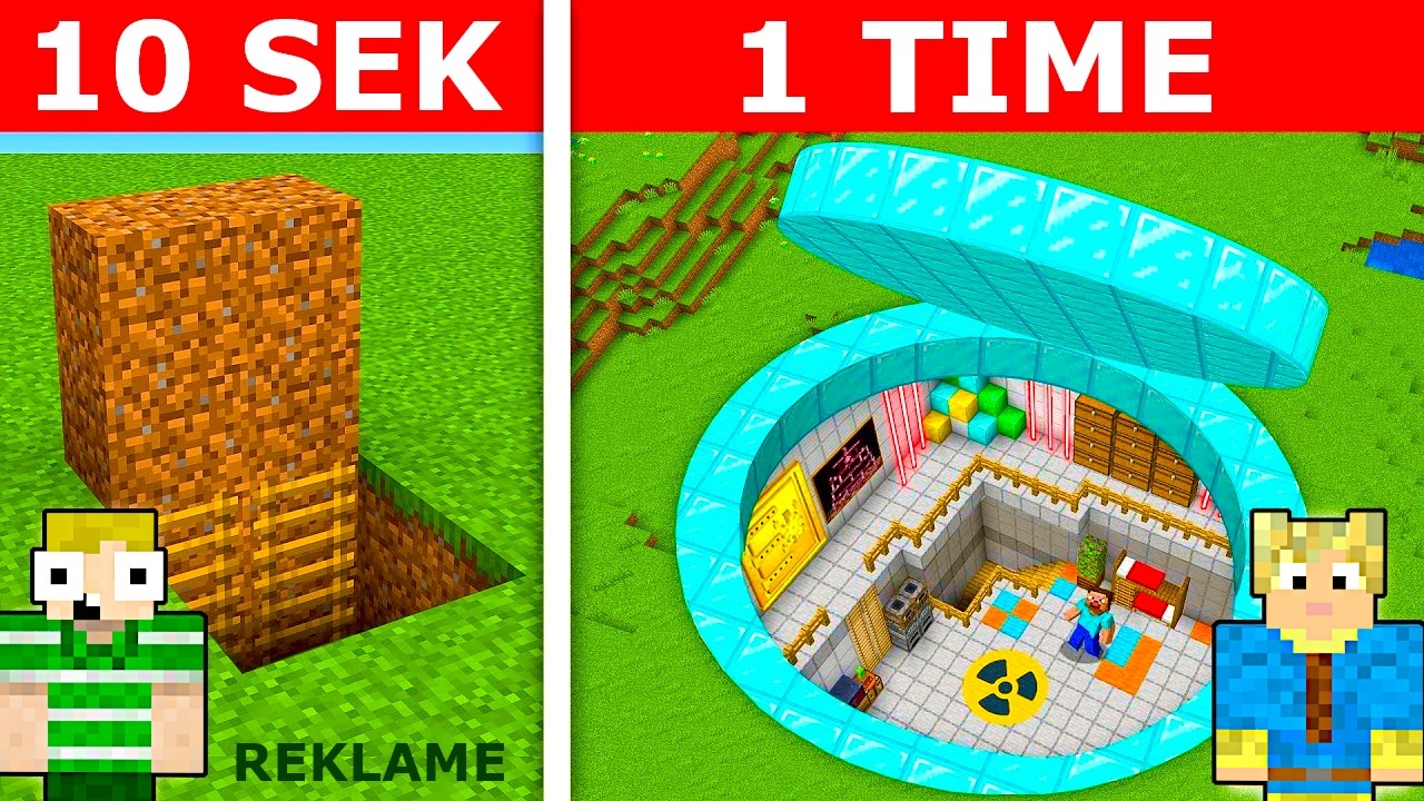 10 Sek vs 1 TIME Bunker Byggekonkurrence I Minecraft!?