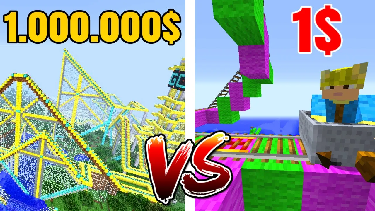 $1 vs $10.000 ROLLER COASTER!! - Dansk Minecraft