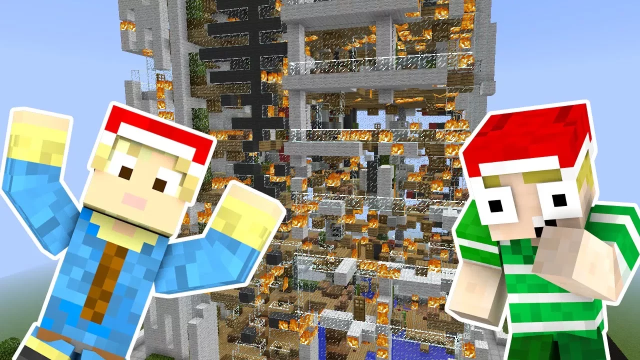 Dansk Minecraft - HOTEL BRÆNDER CHALLENGE!!