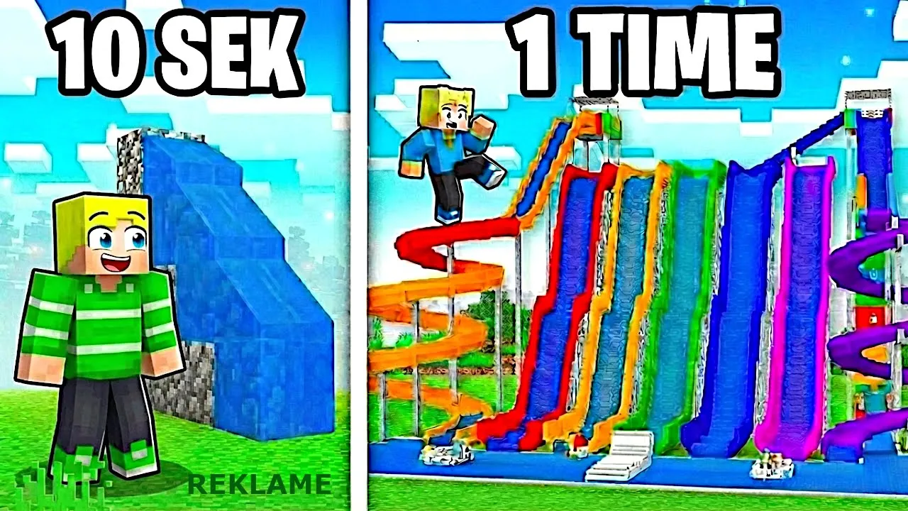 10 Sekunder VS 1 Time VANDLAND Byggekonkurrence I Minecraft!!