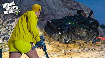 Stjæler BIL med GUN PÅ TAGET :: GTA 5 Online