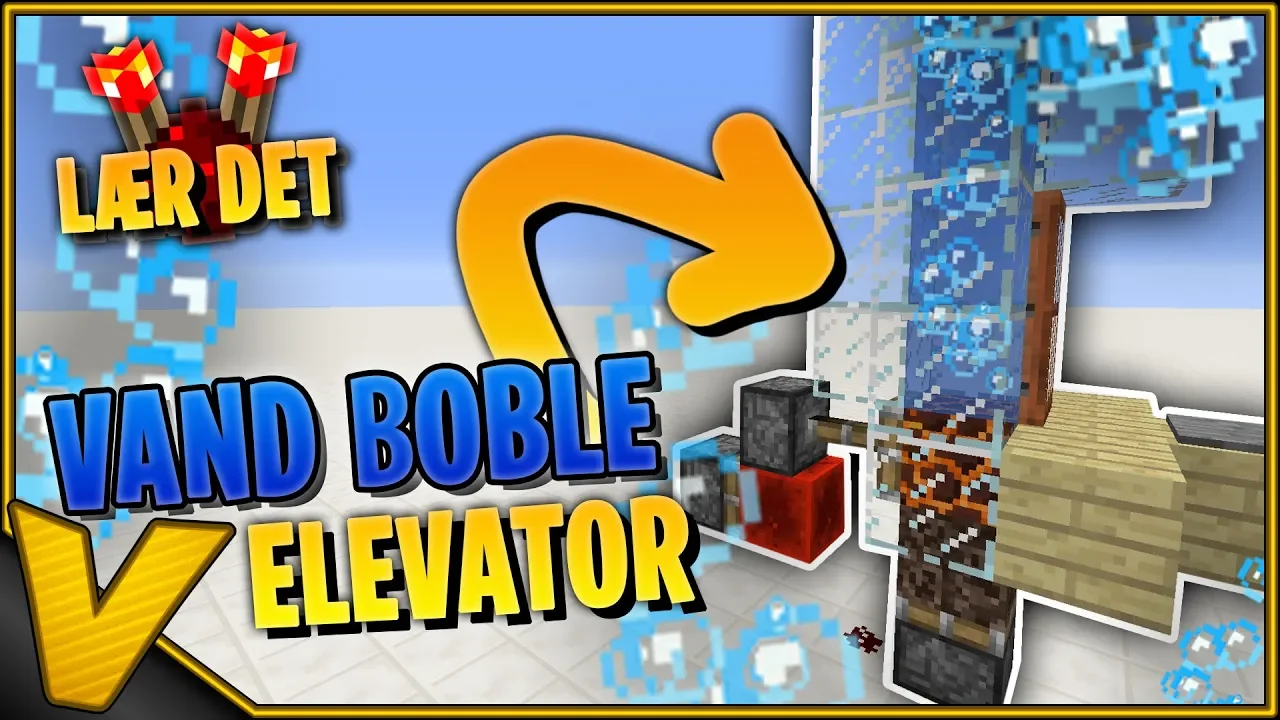 Dansk Minecraft - LÆR DET: 1x1 VAND BOBLE ELEVATOR - m. Redstone Signal Forlænger