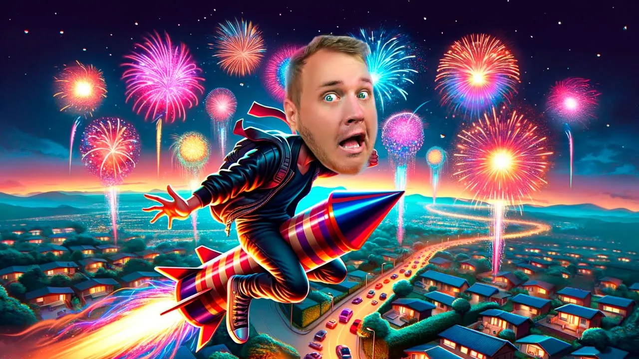 Jeg FLØJ på en FYRVÆRKERI RAKET